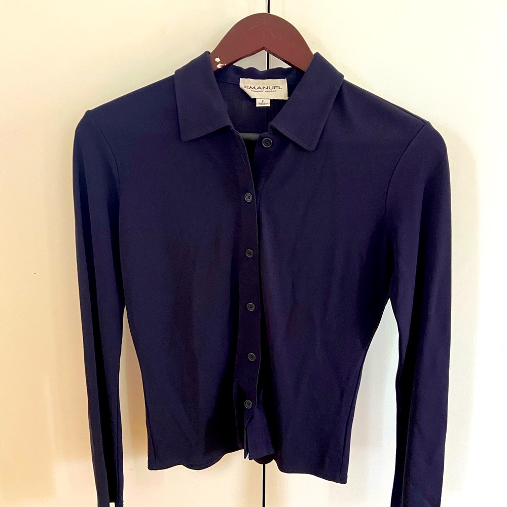 EMANUEL UNGARO dark blue long sleeve shirt Small